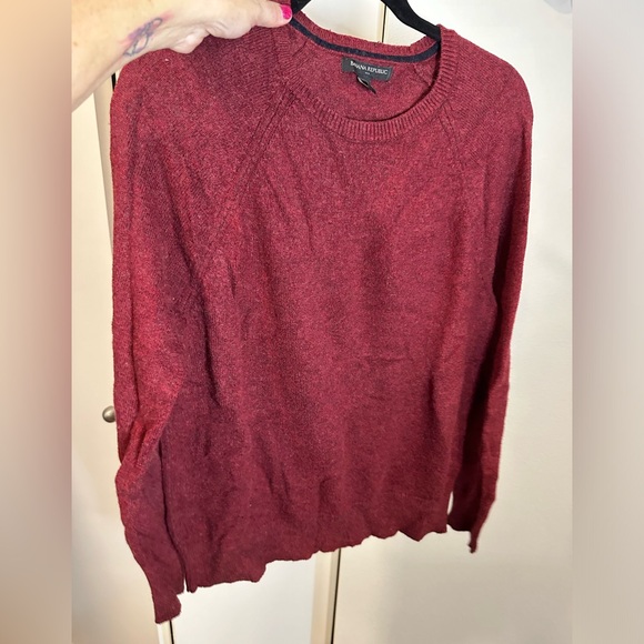 Banana Republic Men's Red Shirt Crewneck Raglan Long Sleeve Size Large - Picture 8 of 10